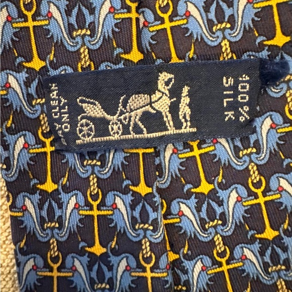 Hermes’ Nautical Blue and Gold Tie - Picture 4 of 7